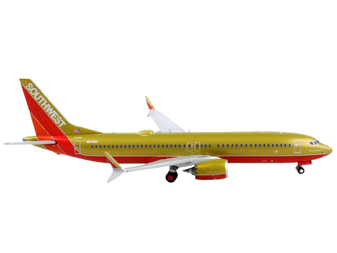 Boeing 737 MAX 8 Commercial Aircraft "Southwest Airlines" Gold with Red Stripes 1/400 Diecast Model Airplane by GeminiJets-1
