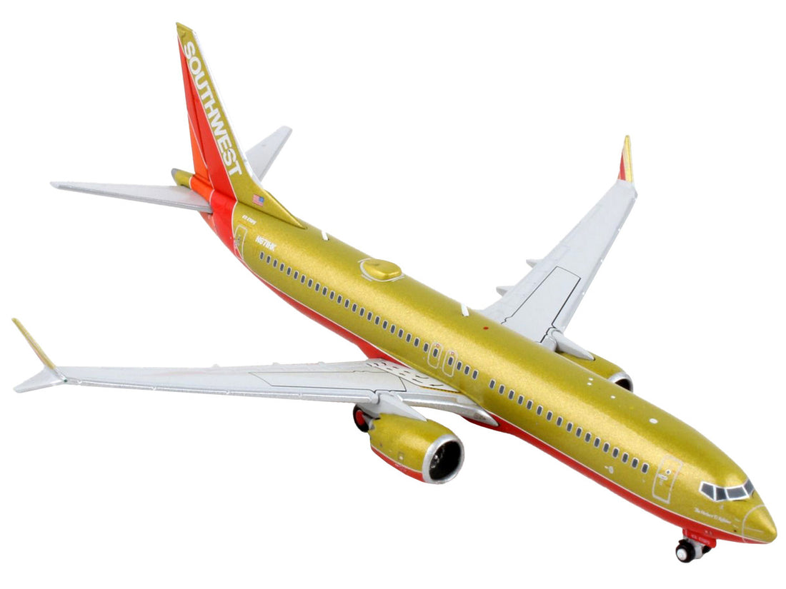 Boeing 737 MAX 8 Commercial Aircraft "Southwest Airlines" Gold with Red Stripes 1/400 Diecast Model Airplane by GeminiJets-2