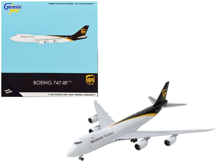Boeing 747-8F Commercial Aircraft "UPS Worldwide Services" White with Brown Tail 1/400 Diecast Model Airplane by GeminiJets-0