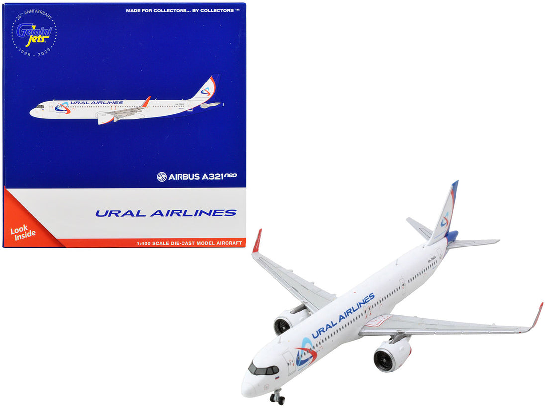 Airbus A321neo Commercial Aircraft "Ural Airlines" White with Blue Tail 1/400 Diecast Model Airplane by GeminiJets-0