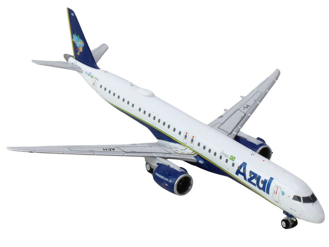 Embraer E195-E2 Commercial Aircraft "Azul Brazilian Airlines" (PS-AEH) White with Blue Tail 1/400 Diecast Model Airplane by GeminiJets-1