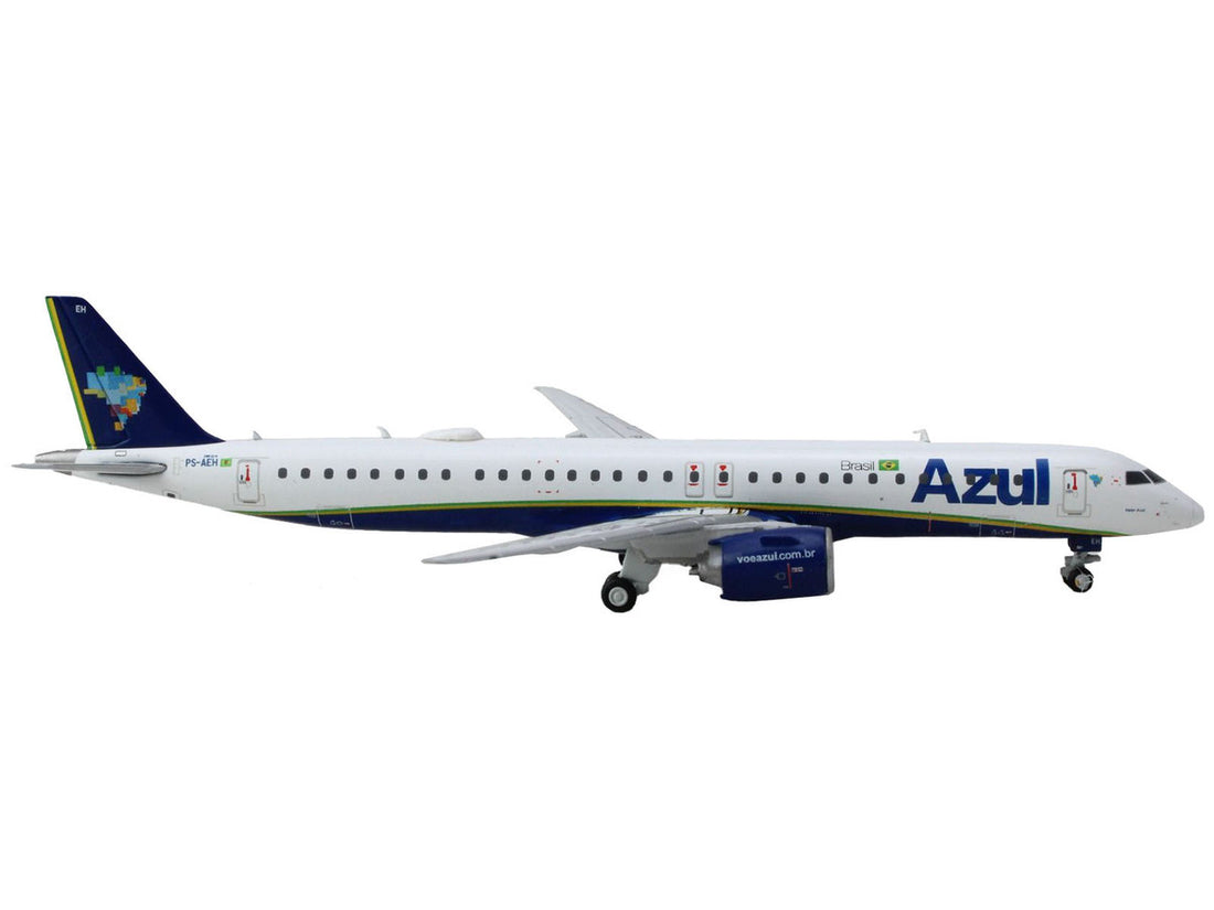 Embraer E195-E2 Commercial Aircraft "Azul Brazilian Airlines" (PS-AEH) White with Blue Tail 1/400 Diecast Model Airplane by GeminiJets-2