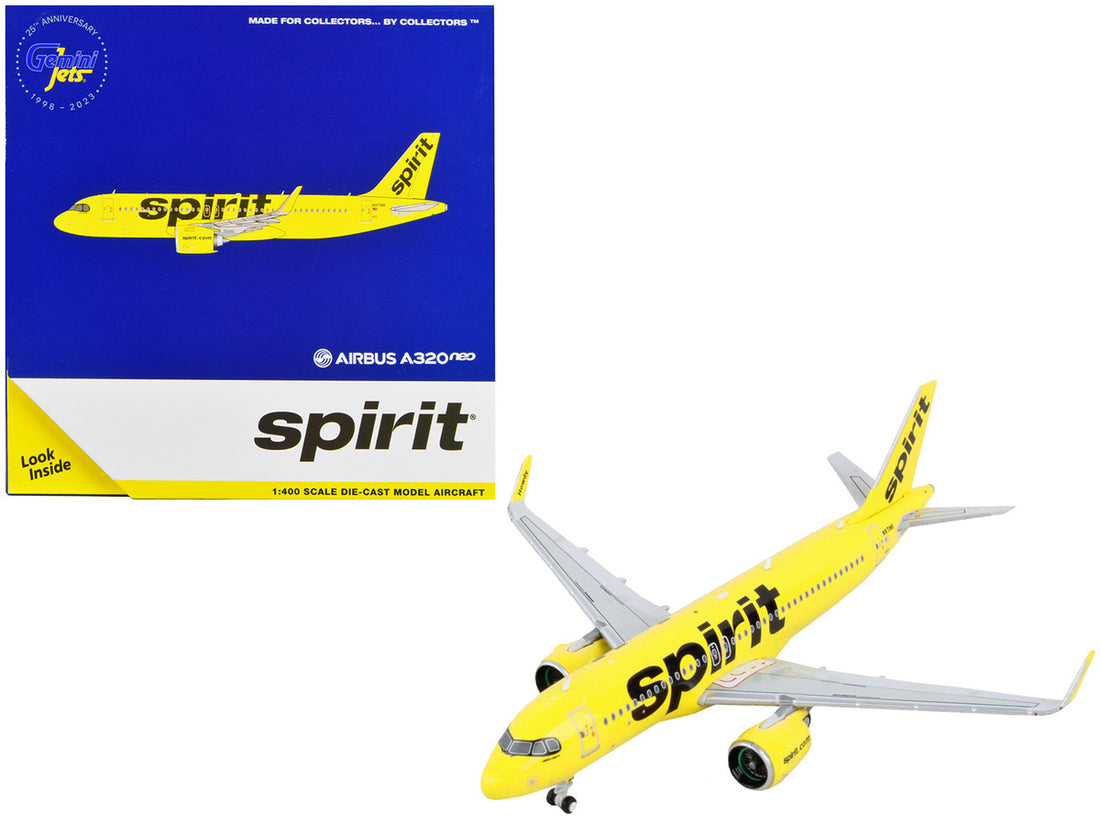 Airbus A320neo Commercial Aircraft "Spirit Airlines" Yellow 1/400 Diecast Model Airplane by GeminiJets-0