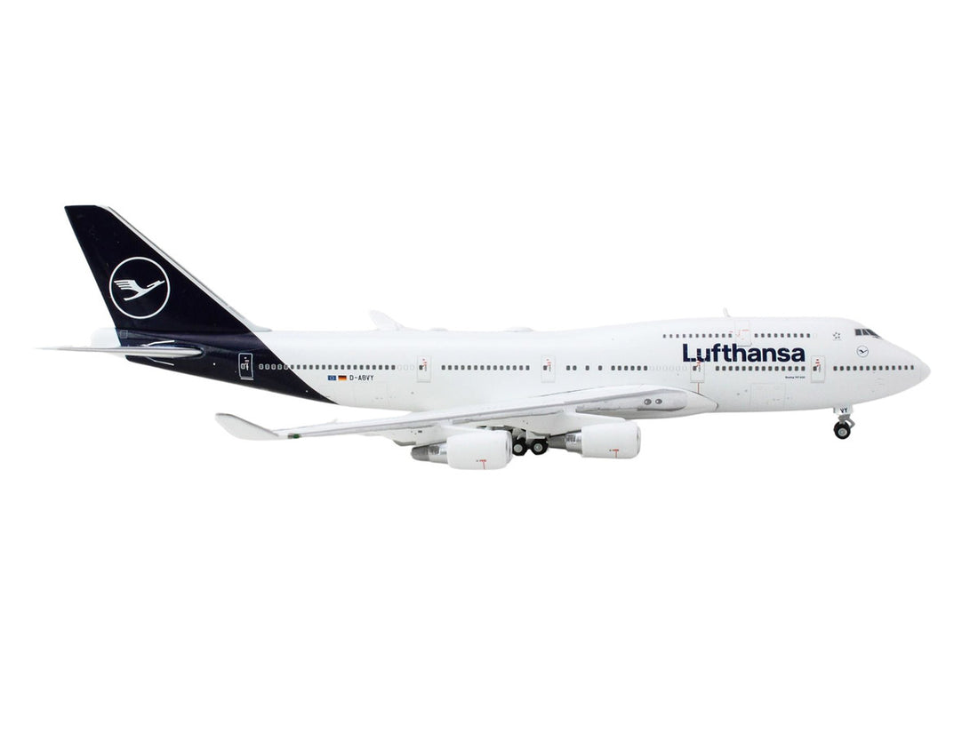 Boeing 747-400 Commercial Aircraft "Lufthansa" (D-ABVY) White with Dark Blue Tail 1/400 Diecast Model Airplane by GeminiJets-2