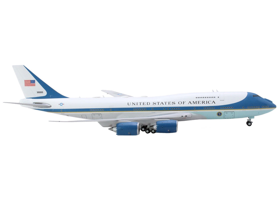 Boeing VC-25B Transport Aircraft "United States of America - Air Force One" (30000) White with Blue Stripes 1/400 Diecast Model Airplane by GeminiJets-1