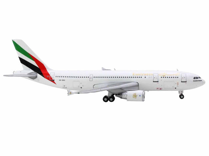 Airbus A300-600R Commercial Aircraft "Emirates Airlines" (A6-EKC) White with Striped Tail 1/400 Diecast Model Airplane by GeminiJets-1