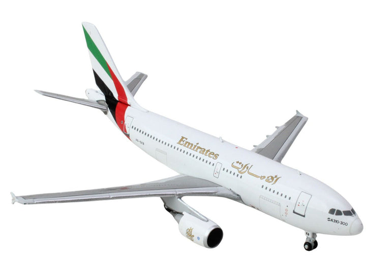 Airbus A310-300 Commercial Aircraft "Emirates Airlines" (A6-EKB) White with Striped Tail 1/400 Diecast Model Airplane by GeminiJets-1