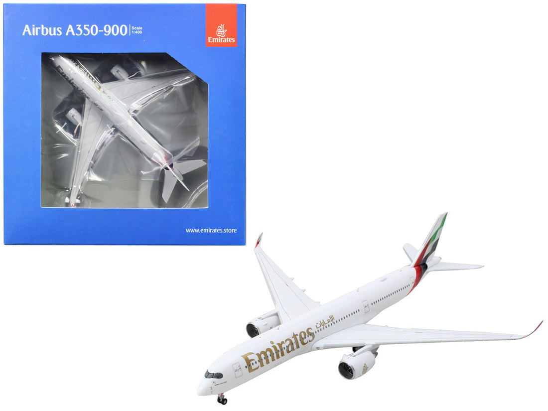 Airbus A350-900 Commercial Aircraft "Emirates Airlines" White with Striped Tail 1/400 Diecast Model Airplane by GeminiJets-0