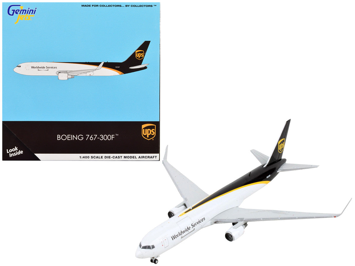 Boeing 767-300F Commercial Aircraft "UPS Worldwide Services" White with Dark Brown Tail 1/400 Diecast Model Airplane by GeminiJets-0