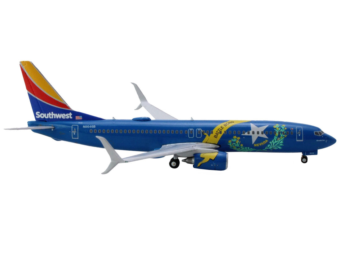 Boeing 737-800 Commercial Aircraft "Southwest Airlines - Nevada One" (N8646B) Blue with Striped Tail 1/400 Diecast Model Airplane by GeminiJets-0