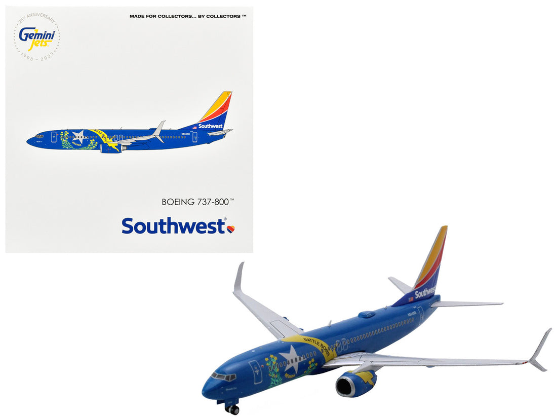 Boeing 737-800 Commercial Aircraft "Southwest Airlines - Nevada One" (N8646B) Blue with Striped Tail 1/400 Diecast Model Airplane by GeminiJets-2