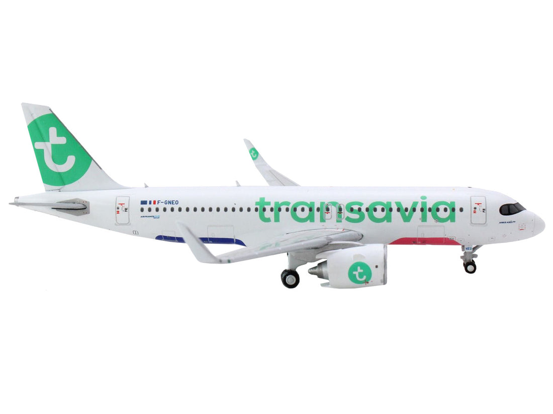 Airbus A320neo Commercial Aircraft "Transavia Airlines" (F-GNEO) White with Green Tail 1/400 Diecast Model Airplane by GeminiJets-1