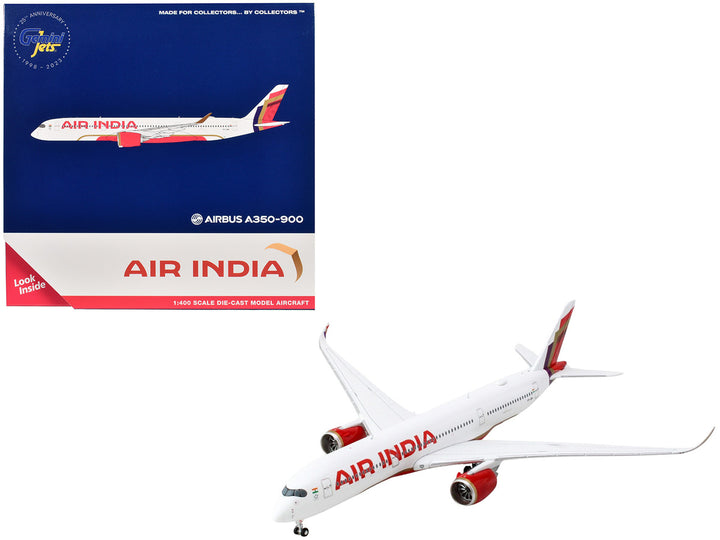 Airbus A350-900 Commercial Aircraft "Air India" (VT-JRH) White with Tail Graphics 1/400 Diecast Model Airplane by GeminiJets-0