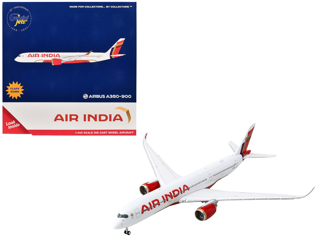 Airbus A350-900 Commercial Aircraft with Flaps Down "Air India" (VT-JRH) White with Tail Graphics 1/400 Diecast Model Airplane by GeminiJets-0