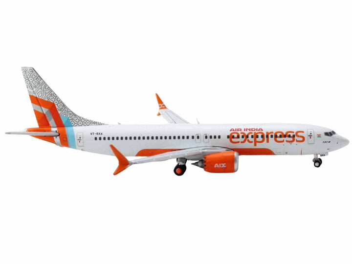 Boeing 737 MAX 8 Commercial Aircraft "Air India Express" (VT-BXA) White with Tail Graphics 1/400 Diecast Model Airplane by GeminiJets-1