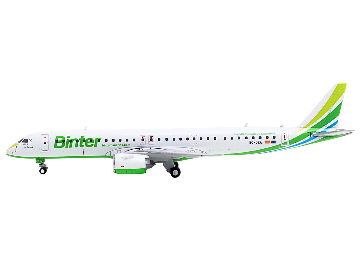 Embraer E195-E2 Commercial Aircraft "Binter Canarias" (EC-OEA) White with Green Tail Stripes Stripes 1/400 Diecast Model Airplane by GeminiJets 2