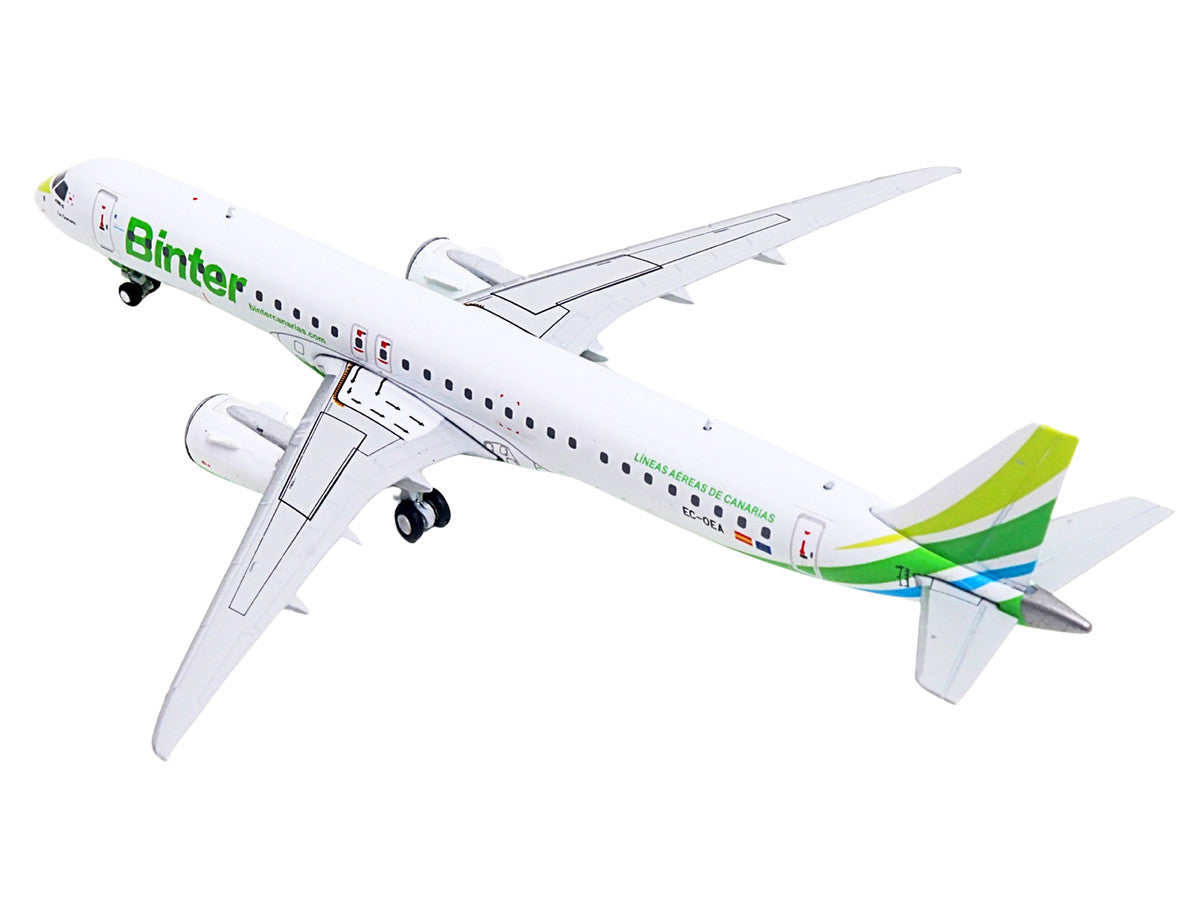 Embraer E195-E2 Commercial Aircraft "Binter Canarias" (EC-OEA) White with Green Tail Stripes Stripes 1/400 Diecast Model Airplane by GeminiJets 5