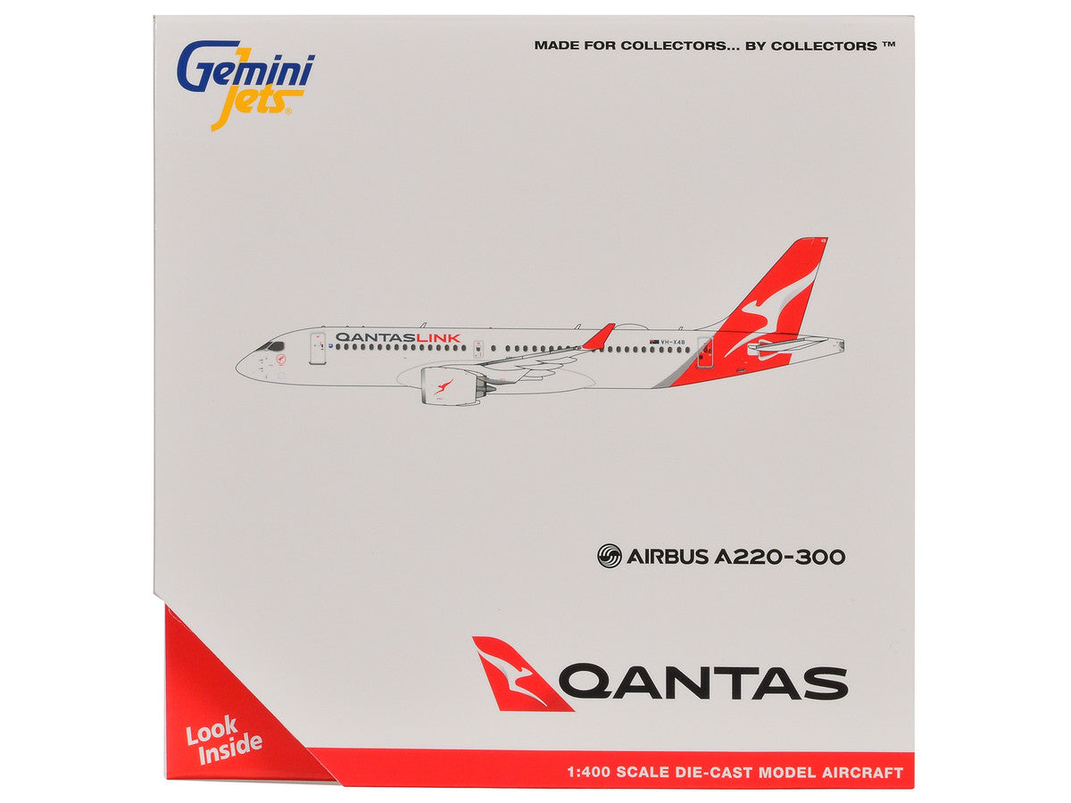 Airbus A220-300 Commercial Aircraft "QantasLink" (VH-X4B) White with Red Tail 1/400 Diecast Model Airplane by GeminiJets-1