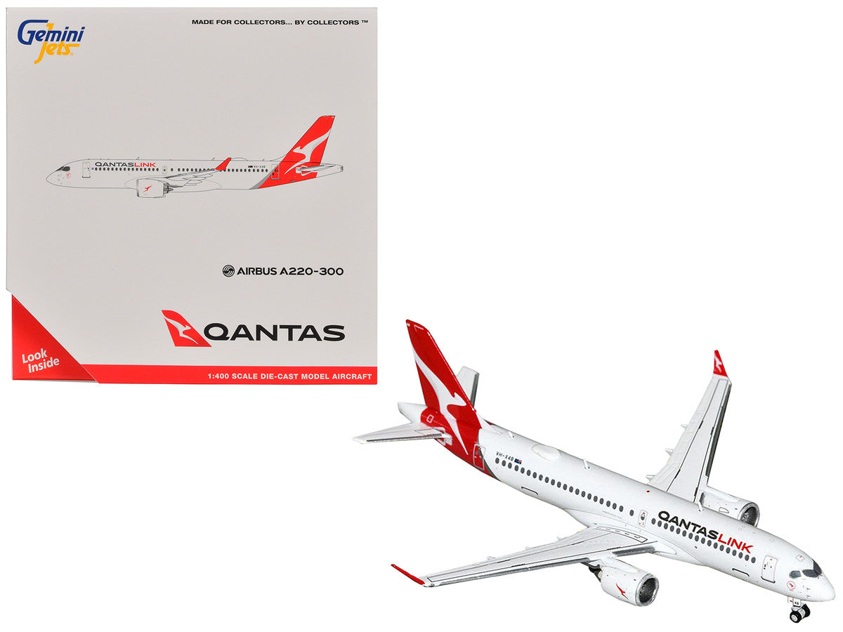 Airbus A220-300 Commercial Aircraft "QantasLink" (VH-X4B) White with Red Tail 1/400 Diecast Model Airplane by GeminiJets-2