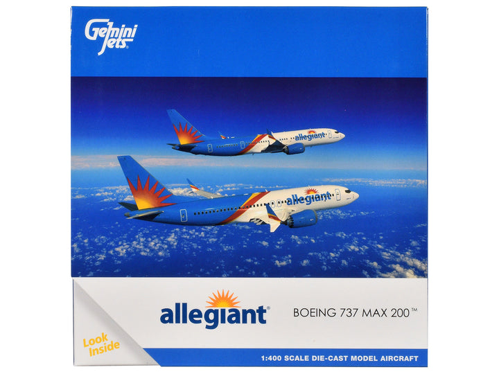 Boeing 737 MAX 200 Commercial Aircraft "Allegiant Air" (N810MG) White and Blue 1/400 Diecast Model Airplane by GeminiJets-1