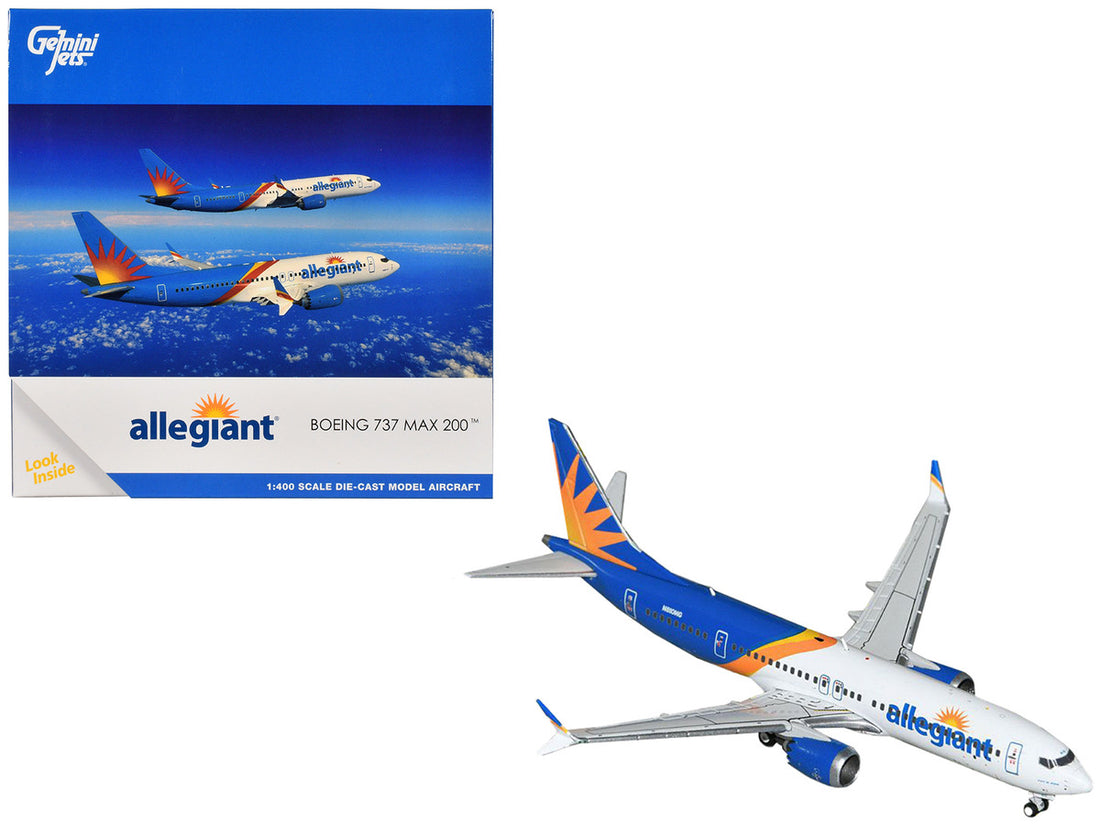 Boeing 737 MAX 200 Commercial Aircraft "Allegiant Air" (N810MG) White and Blue 1/400 Diecast Model Airplane by GeminiJets-2