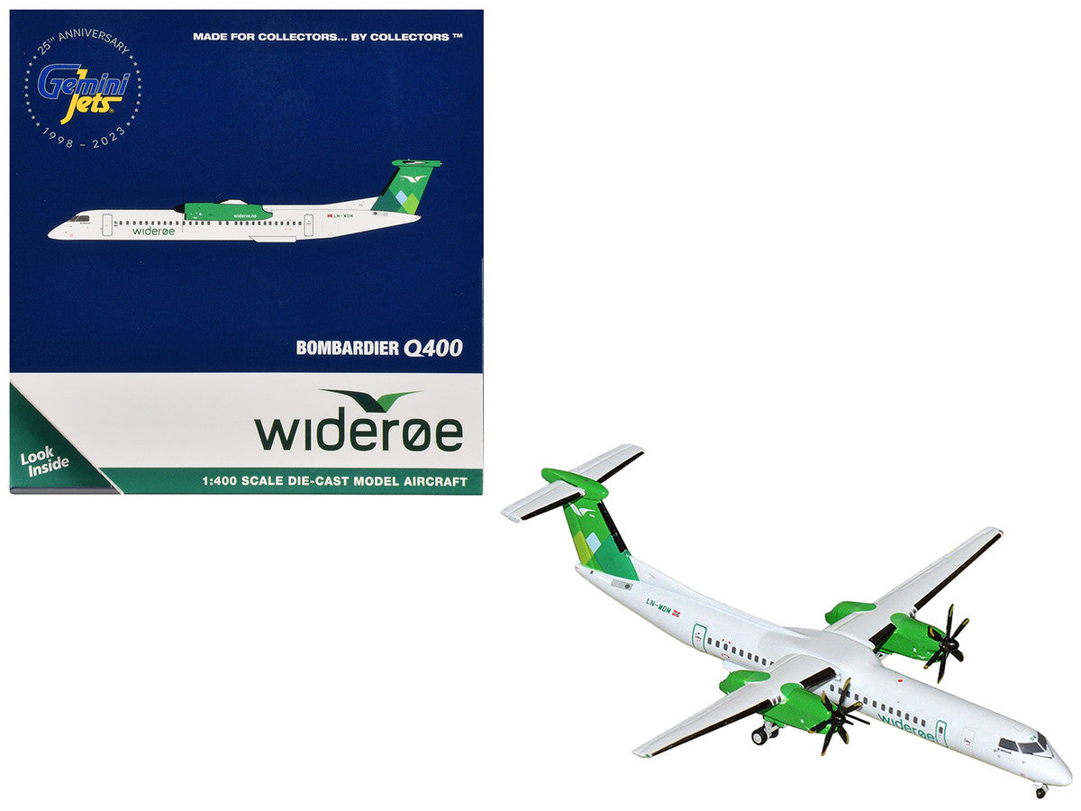 Bombardier Q400 Commercial Aircraft "Wideroe" (LN-WDM) White with Green Tail 1/400 Diecast Model Airplane by GeminiJets-2