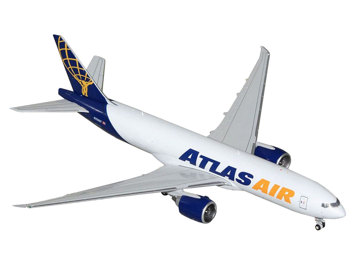 Boeing 777-200LR Commercial Aircraft "Atlas Air" (N703GT) White with Blue Tail 1/400 Diecast Model Airplane by GeminiJets-1