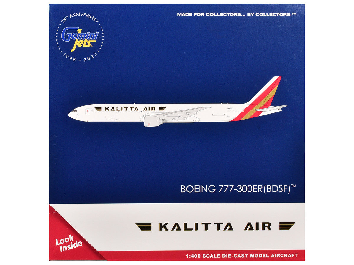 Boeing 777-300ER Commercial Aircraft "Kalitta Air" (N779CK) White with Red Tail 1/400 Diecast Model Airplane by GeminiJets-2