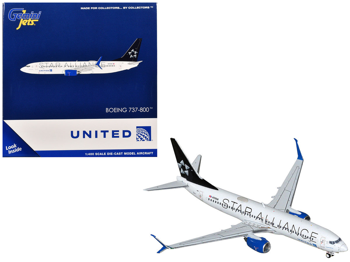 Boeing 737-800 Commercial Aircraft "United Airlines - Star Alliance" (N76516) White with Black Tail 1/400 Diecast Model Airplane by GeminiJets-0