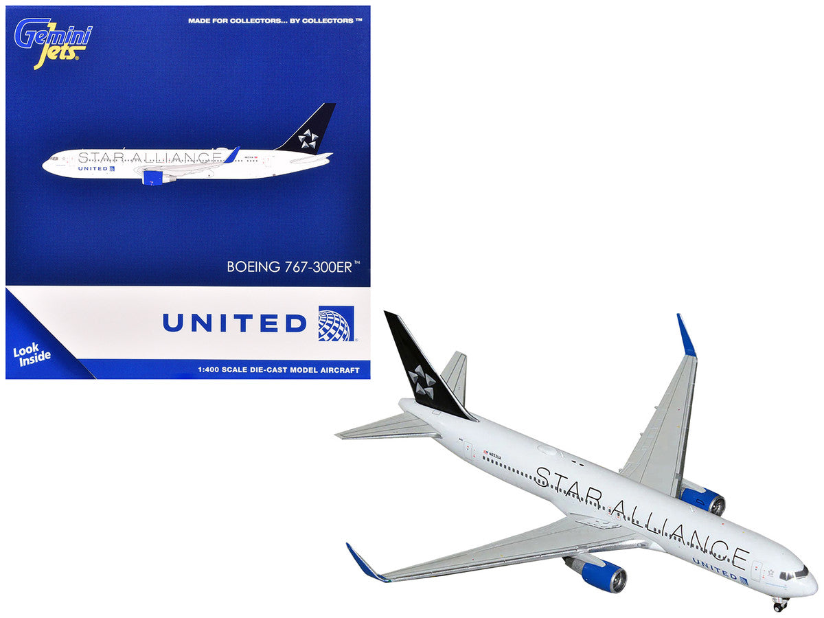 Boeing 767-300ER Commercial Aircraft "United Airlines Star Alliance" (N76516) White with Black Tail 1/400 Diecast Model Airplane by GeminiJets-0