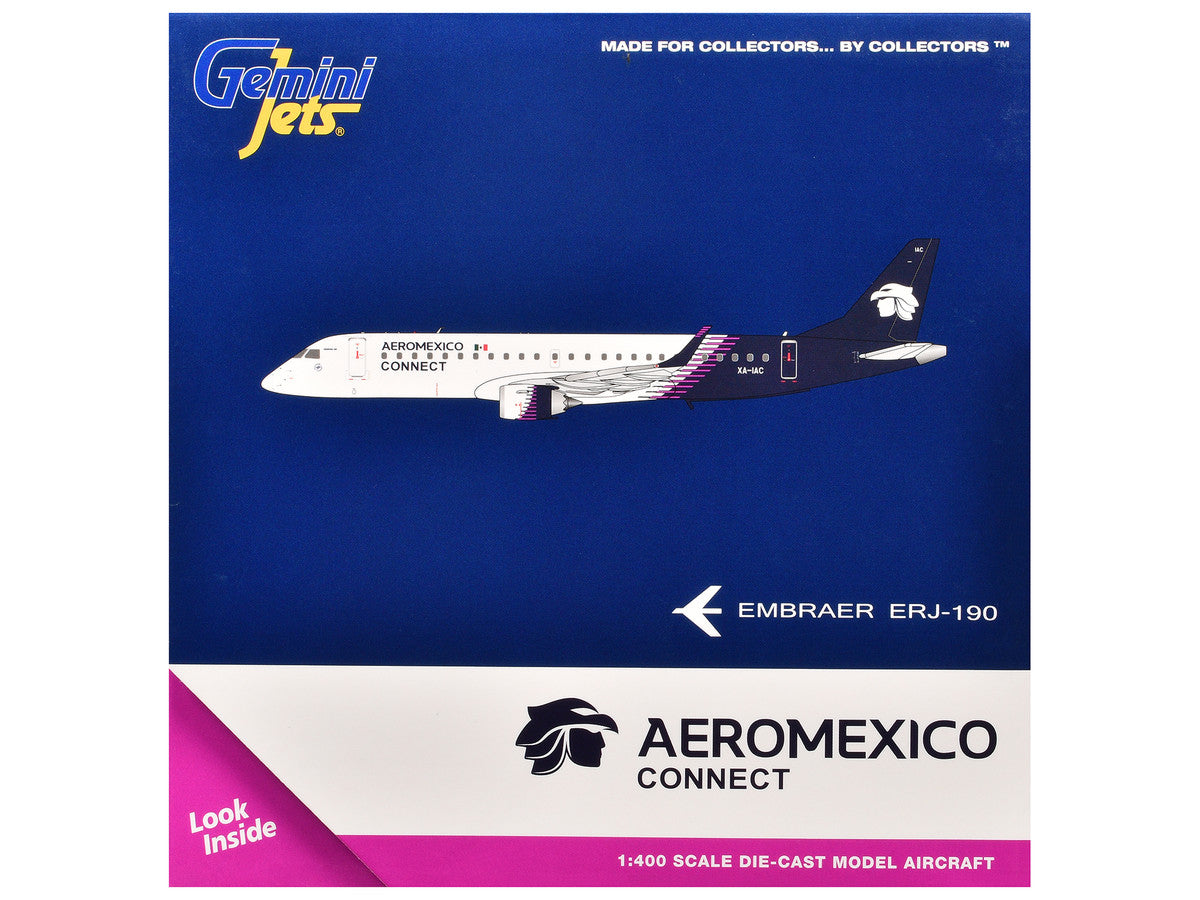 Embraer ERJ-190 Commercial Aircraft "Aeromexico Connect" (XA-IAC) White with Dark Blue Tail 1/400 Diecast Model Airplane by GeminiJets-2