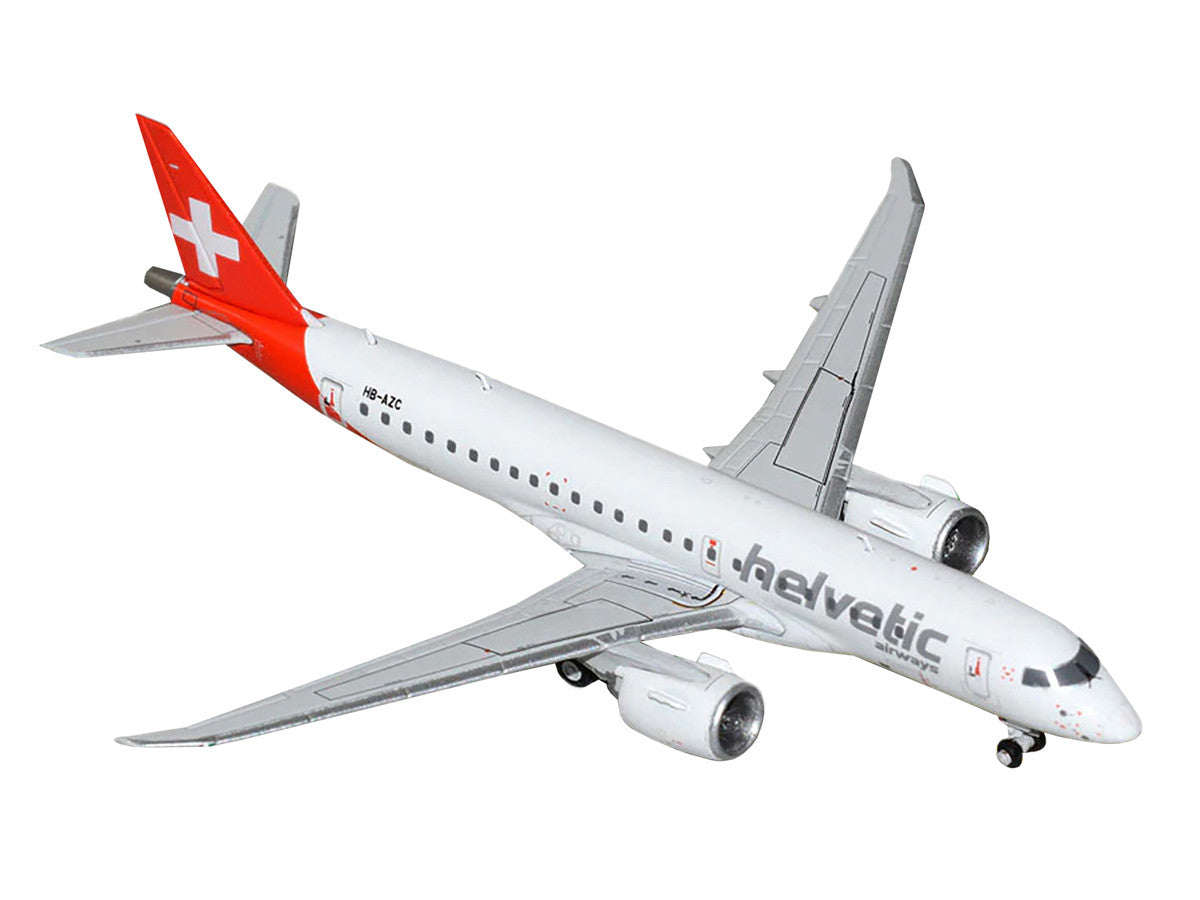Embraer E190-E2 Commercial Aircraft "Helvetic Airways" (HB-AZC) White with Red Tail 1/400 Diecast Model Airplane by GeminiJets-1