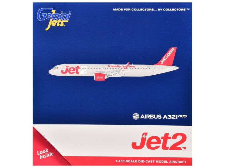 Airbus A321neo Commercial Aircraft "Jet2" (G-SUNO) Gray Metallic with Red Tail 1/400 Diecast Model Airplane by GeminiJets 2