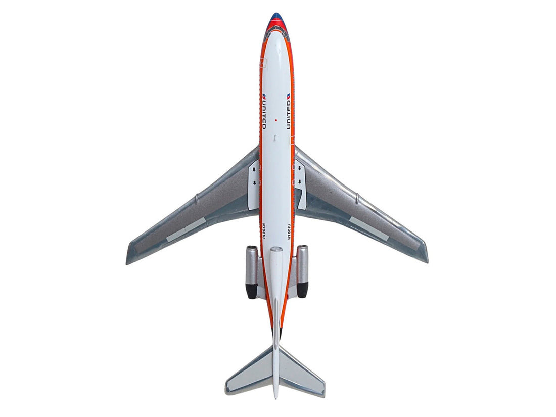 Boeing 727-100 Commercial Aircraft "United Airlines - Saul Bass Livery" (N7001U) White with Stripes 1/400 Diecast Model by GeminiJets-3