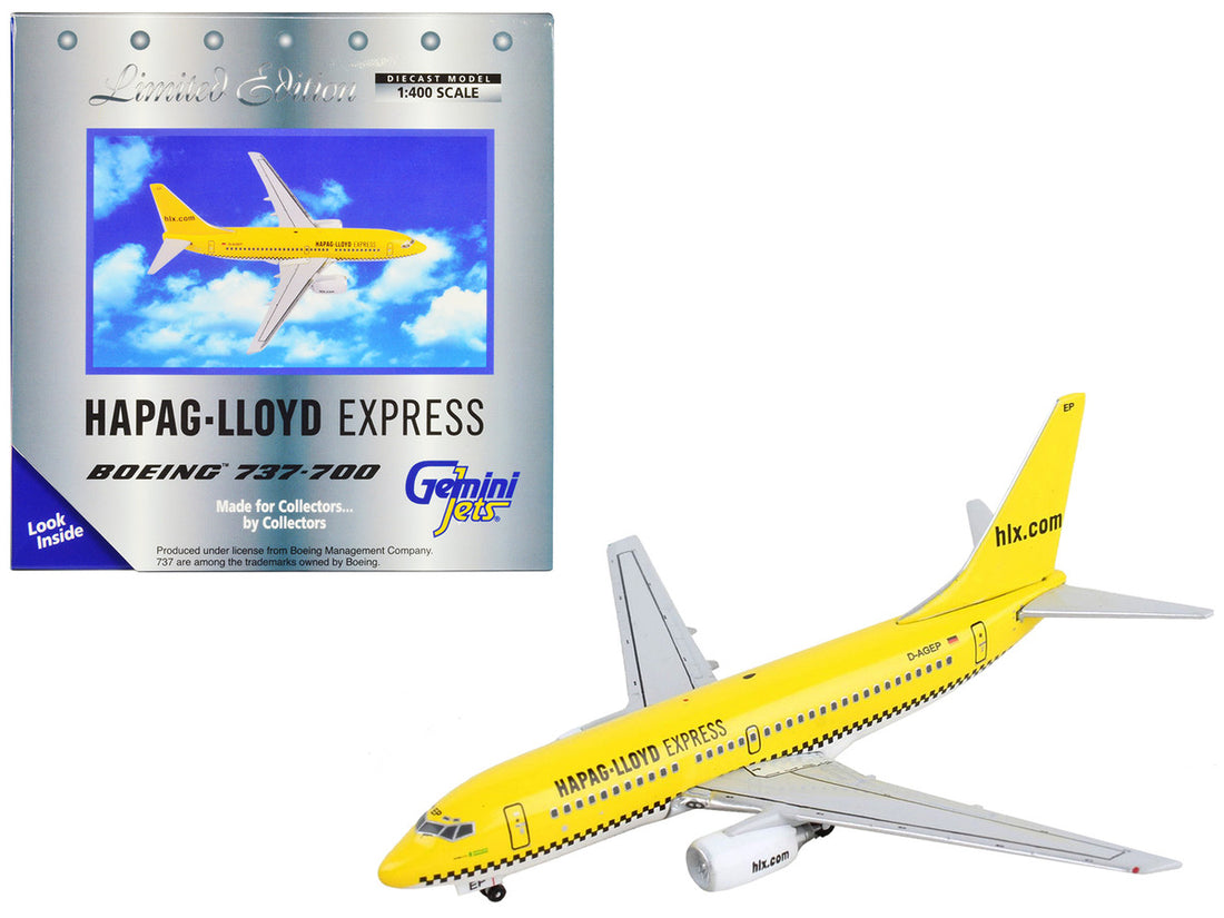 Boeing 737-700 Commercial Aircraft "Hapag-Lloyd" Yellow 1/400 Diecast Model Airplane by GeminiJets-0