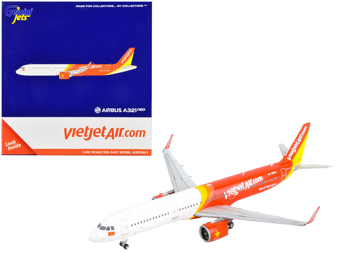 Airbus A321neo Commercial Aircraft "VietJet Air" White and Red 1/400 Diecast Model Airplane by GeminiJets-0