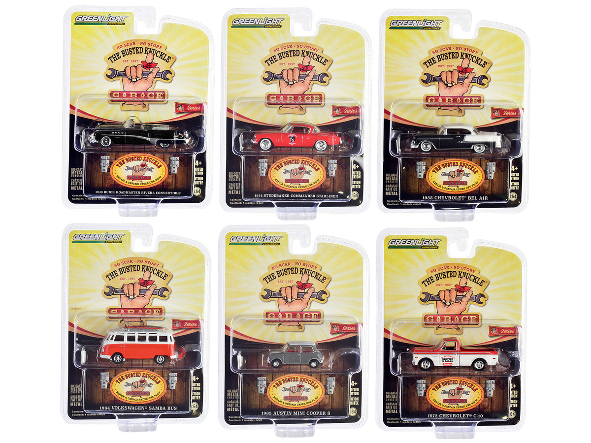 "Busted Knuckle Garage" Series 2 6 piece Set 1/64 Diecast Model Cars by Greenlight-0