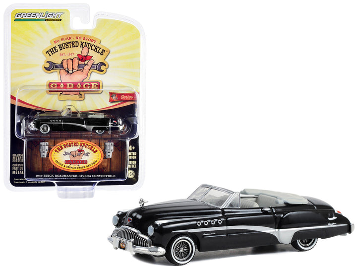 1949 Buick Roadmaster Rivera Convertible Black "Busted Knuckle Garage Car Detailing" "Busted Knuckle Garage" Series 2 1/64 Diecast Model Car by Greenlight-0