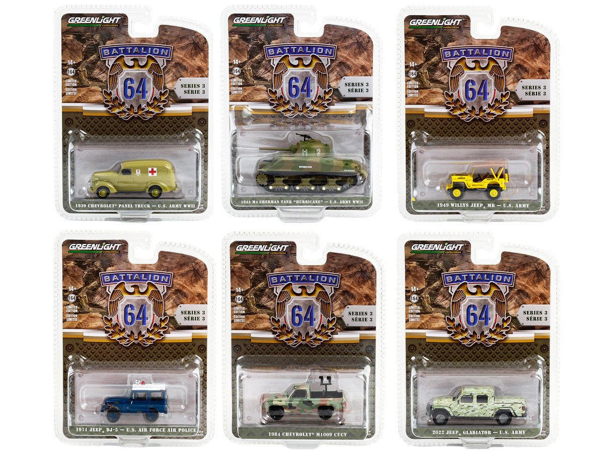 "Battalion 64" Set of 6 pieces Series 3 1/64 Diecast Models by Greenlight-0