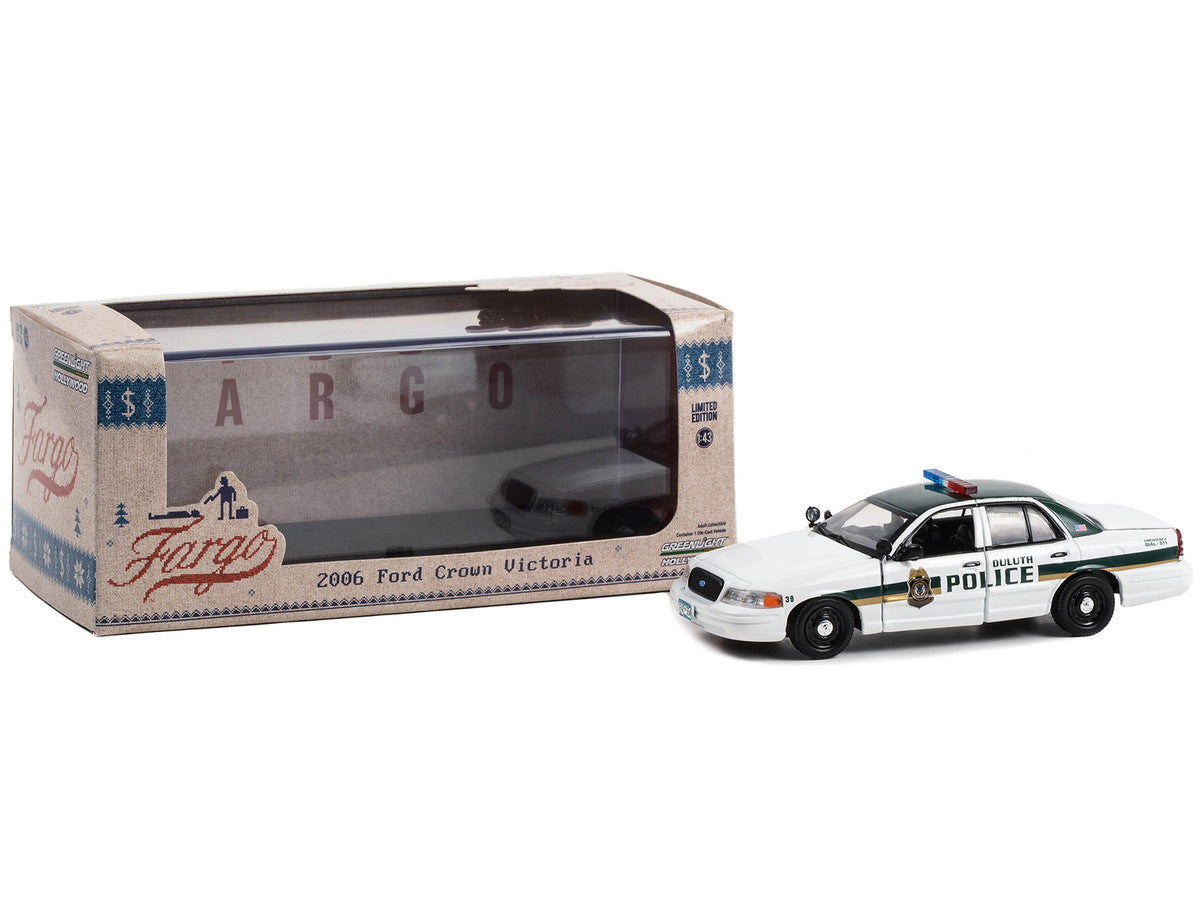 2006 Ford Crown Victoria Police Interceptor White with Green Top "Duluth Minnesota Police" "Fargo" (2014-2020 TV Series) "Hollywood" Series 1/43 Diecast Model Car by Greenlight-1