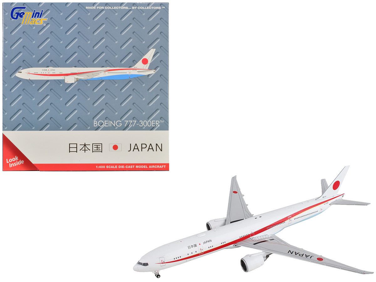 Boeing 777-300ER Commercial Aircraft "Japan Air Self-Defense Force" White with Red Stripes "Gemini Macs" Series 1/400 Diecast Model Airplane by GeminiJets-0