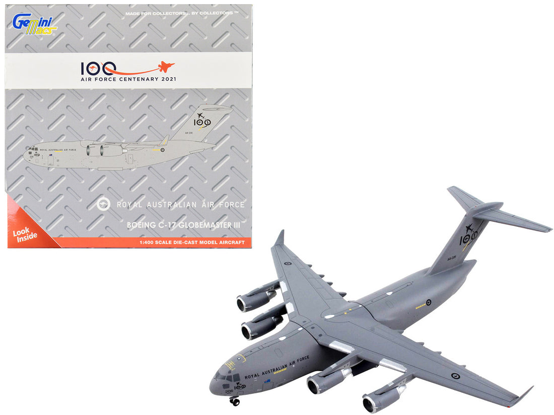 Boeing C-17 Globemaster III Transport Aircraft "Royal Australian Air Force - 100 Years Cententary" Gray "Gemini Macs" Series 1/400 Diecast Model Airplane by GeminiJets-0