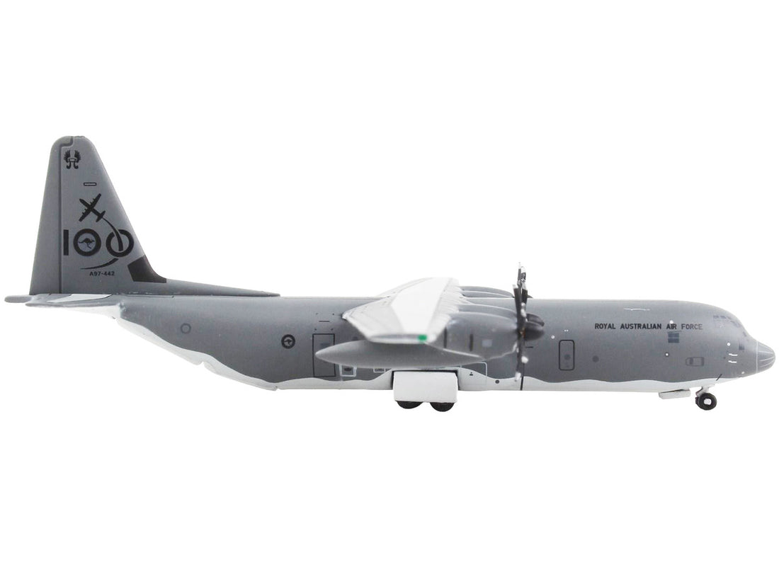 Lockheed C-130J-30 Transport Aircraft "Royal Australian Air Force - 100 Years Cententary" Gray "Gemini Macs" Series 1/400 Diecast Model Airplane by GeminiJets-1