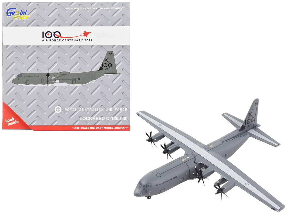 Lockheed C-130J-30 Transport Aircraft "Royal Australian Air Force - 100 Years Cententary" Gray "Gemini Macs" Series 1/400 Diecast Model Airplane by GeminiJets-0