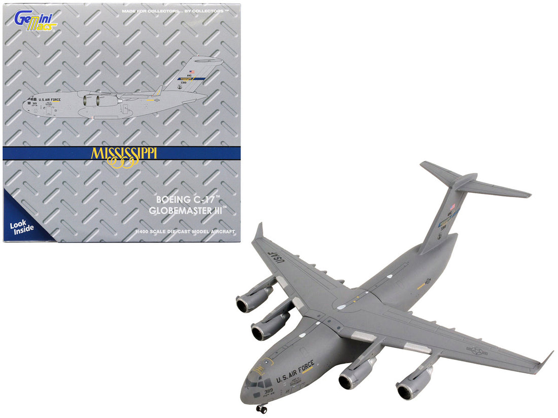 McDonnell Douglas C-17A Globemaster III Transport Aircraft "172nd AW 183rd AS Mississippi Air National Guard" United States Air Force "Gemini Macs" Series 1/400 Diecast Model Airplane by GeminiJets-0