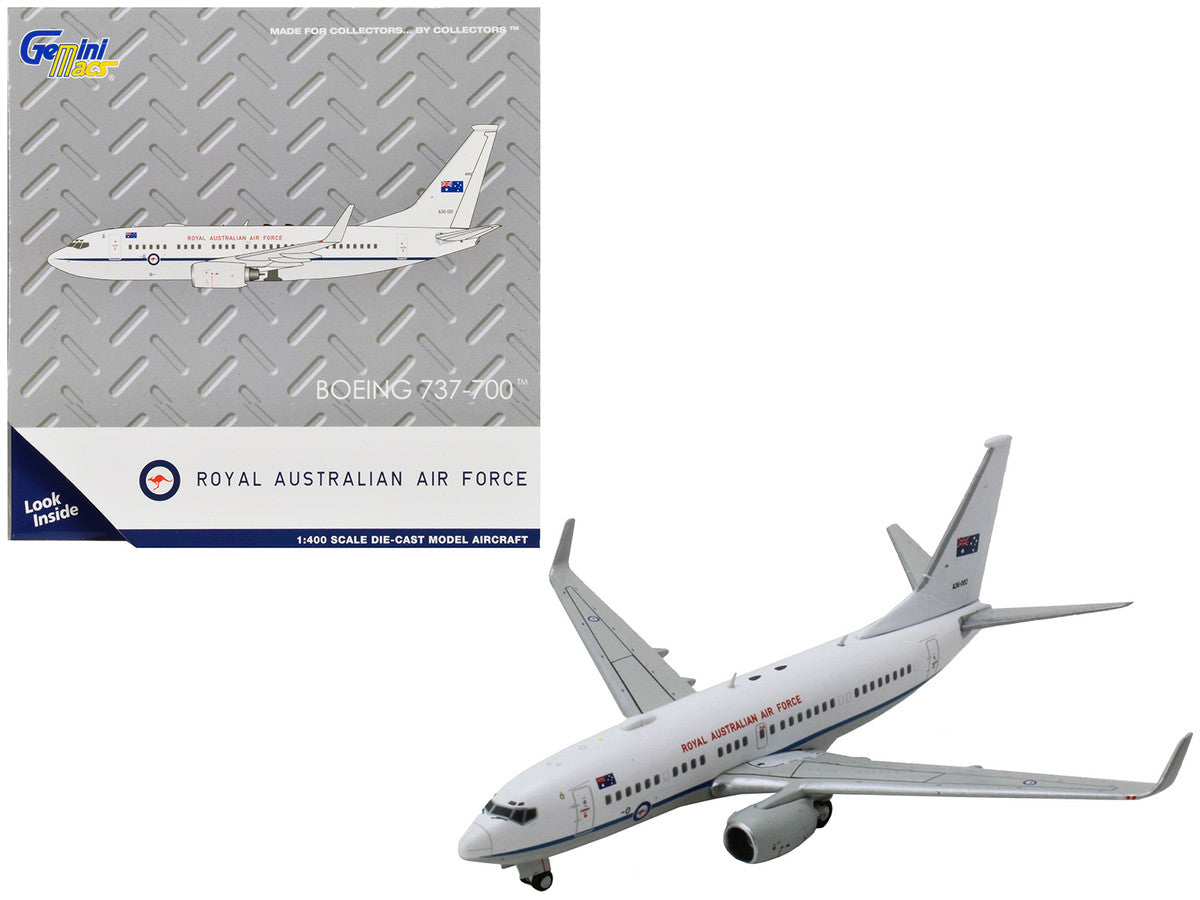 Boeing 737-700 Aircraft "Royal Australian Air Force" (A36-002) White with Blue Stripes "Gemini Macs" Series 1/400 Diecast Model Airplane by GeminiJets-0