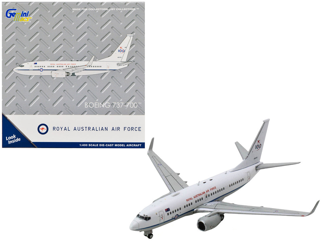 Boeing 737-700 Aircraft "Royal Australian Air Force 100th Anniversary" (A36-001) White with Blue Stripes "Gemini Macs" Series 1/400 Diecast Model Airplane by GeminiJets-0