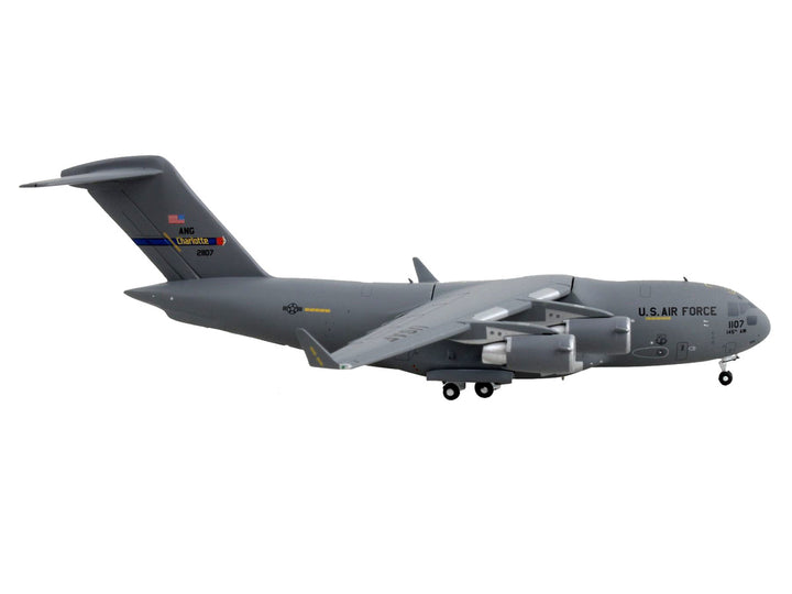 Boeing C-17 Globemaster III Transport Aircraft "Charlotte Air National Guard - United States Air Force" Gray "Gemini Macs" Series 1/400 Diecast Model Airplane by GeminiJets-1