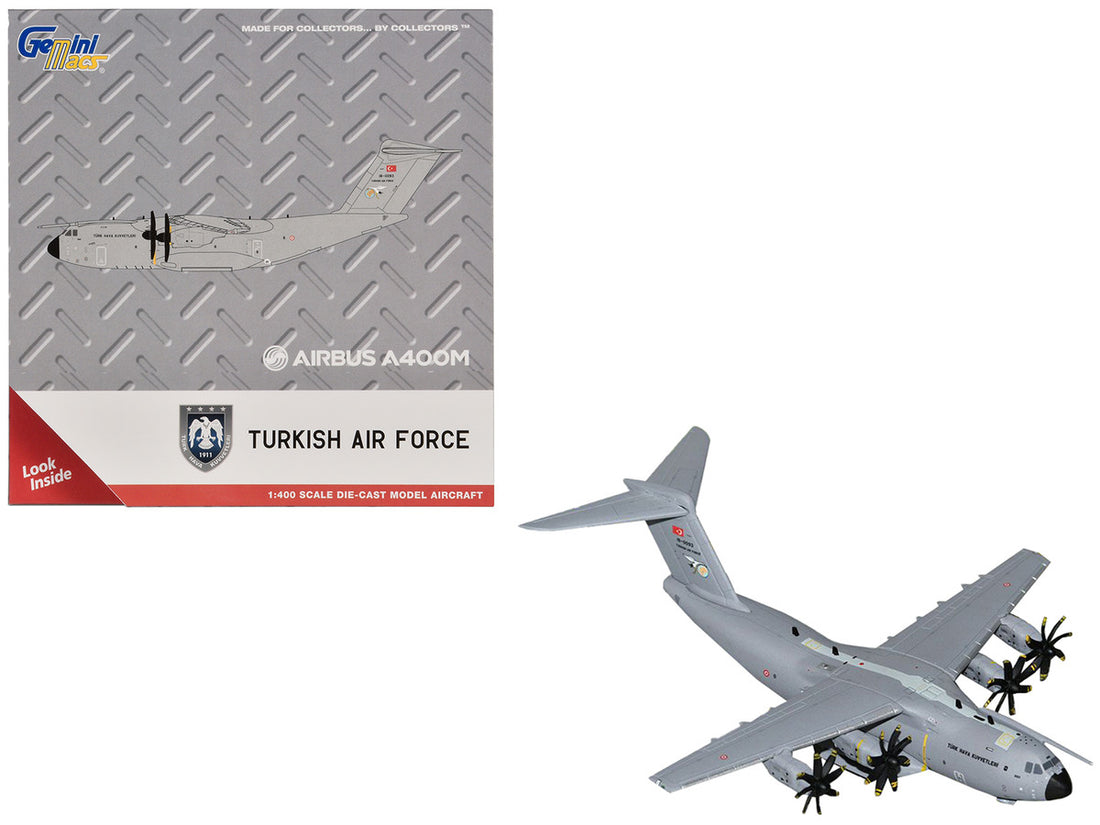 Airbus A400M Atlas Transport Aircraft "Turkish Air Force" (18-0093) Gray "Gemini Macs" Series 1/400 Diecast Model Airplane by GeminiJets-2