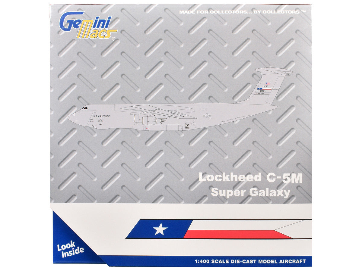 Lockheed C-5M Super Galaxy Transport Aircraft "Lackland Air Force Base" United States Air Force (85-0009) Gray "Gemini Macs" Series 1/400 Diecast Model Airplane by GeminiJets-2